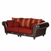 Maison Belfort Bigsofa Mosambik - Kunstleder / Webstoff - Dunkelbraun / Rot - Dunkelbraun / Rot