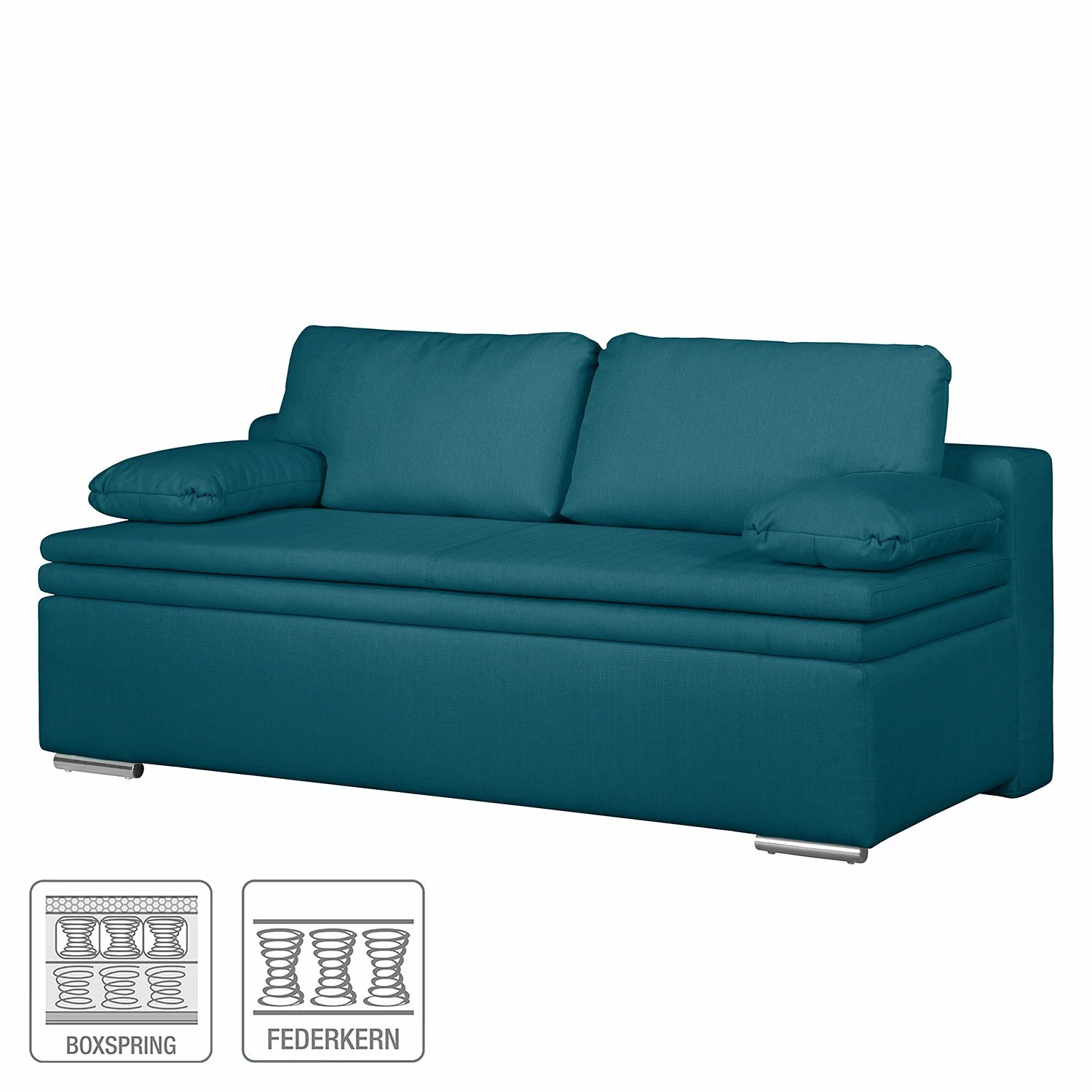 Fredriks Boxspring-Schlafsofa Goodlow - Webstoff Polia: Jeansblau - Mit Schlaffunktion 2 Fredriks Boxspring-Schlafsofa Goodlow - Webstoff Polia: Jeansblau - Mit Schlaffunktion – Bild 2