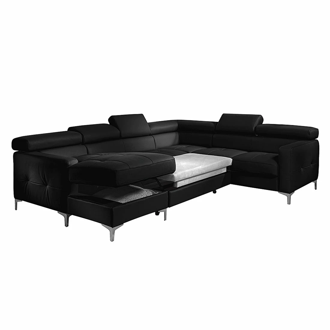 Cotta Wohnlandschaft Samu - mit Schlaffunktion - Kunstleder Schwarz - Longchair davorstehend links 2 Cotta Wohnlandschaft Samu - mit Schlaffunktion - Kunstleder Schwarz - Longchair davorstehend links – Bild 2