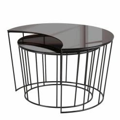 Fredriks Couchtisch Koga II (2er-Set) - Glas / Metall - Bronze / Schwarz -Wohnzimmermöbel boutique en ligne couchtisch koga ii 2 teilig glas metall bronze schwarz 4700680