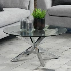 Loftscape Couchtisch Lagarde - Glas / Stahl - Silber - Durchmesser: 82 cm -Wohnzimmermöbel boutique en ligne couchtisch lagarde silber 3145929