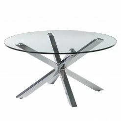 Loftscape Couchtisch Lagarde - Glas / Stahl - Silber - Durchmesser: 82 cm