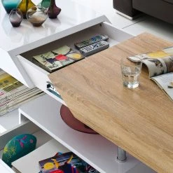 Fredriks Couchtisch Smithers - Hochglanz Weiß / Eiche Dekor -Wohnzimmermöbel boutique en ligne couchtisch smithers eiche saegerau dekor hochglanz weiss 5240680