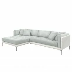 Fredriks Ecksofa Agueada IV Kunstleder / Webstoff - Weiß / Silber - Longchair davorstehend links