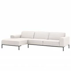 Studio Copenhagen Ecksofa Ampio II Webstoff - Stoff Floreana: Beige - Longchair davorstehend links - Schwarz