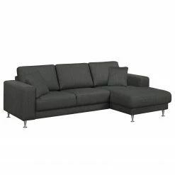 Fredriks Ecksofa Arietta II Strukturstoff - Anthrazit - Longchair davorstehend rechts