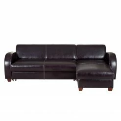 Maison Belfort Ecksofa Ballina Echtleder - Dunkelbraun - Longchair davorstehend rechts -Wohnzimmermöbel boutique en ligne ecksofa ballina echtleder longchair ottomane davorstehend rechts dunkelbraun 2490378