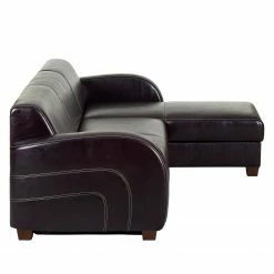 Maison Belfort Ecksofa Ballina Echtleder - Dunkelbraun - Longchair davorstehend rechts -Wohnzimmermöbel boutique en ligne ecksofa ballina echtleder longchair ottomane davorstehend rechts dunkelbraun 2490394