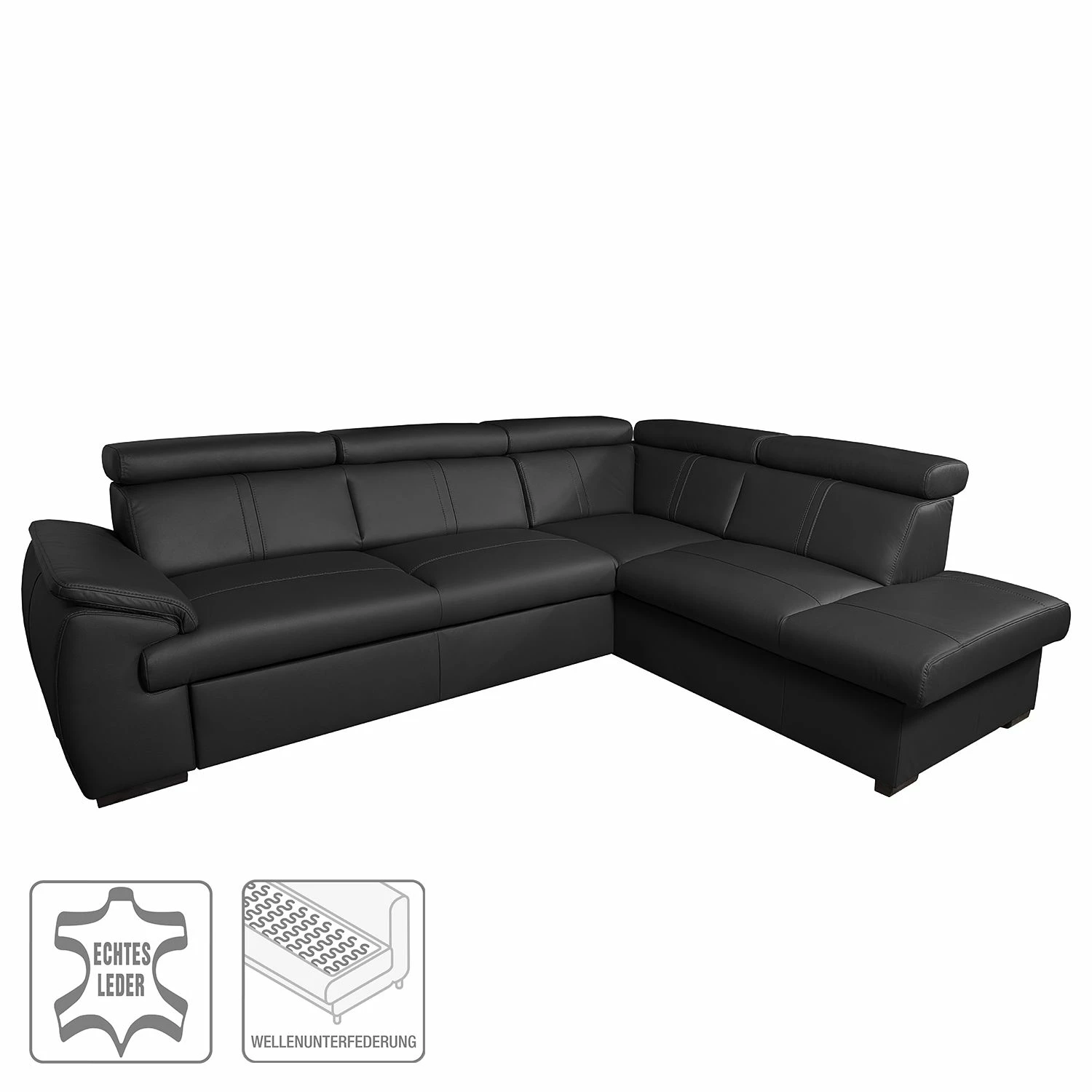 Loftscape Ecksofa Olival IV Echtleder - Schwarz - Schlaffunktion davorstehend links 2 Loftscape Ecksofa Olival IV Echtleder - Schwarz - Schlaffunktion davorstehend links – Bild 2