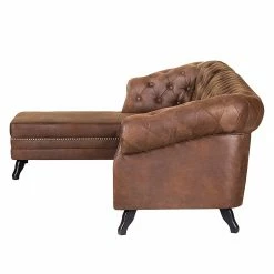 Ars manufacti Ecksofa Benavente Antiklederoptik - Braun - Longchair davorstehend links -Wohnzimmermöbel boutique en ligne ecksofa benavente antiklederlook braun longchair davorstehend links 407125