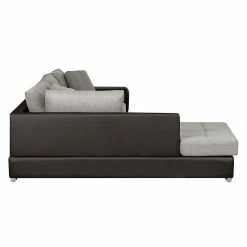 Roomscape Ecksofa Tosya - Kunstleder Dunkelbraun/Strukturstoff Grau - Ottomane davorstehend links -Wohnzimmermöbel boutique en ligne ecksofa brandon kunstleder dunkelbraun ottomane davorstehend links 395118
