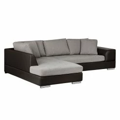 Roomscape Ecksofa Tosya - Kunstleder Dunkelbraun/Strukturstoff Grau - Ottomane davorstehend links -Wohnzimmermöbel boutique en ligne ecksofa brandon kunstleder dunkelbraun ottomane davorstehend links 395121