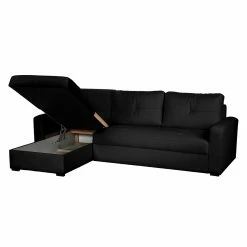 Fredriks Ecksofa Cavolo (mit Schlaffunktion) - Kunstleder Schwarz - Ottomane beidseitig montierbar -Wohnzimmermöbel boutique en ligne ecksofa cavolo mit schlaffunktion kunstleder schwarz ottomane rechts links montierbar 1318511