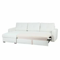 Fredriks Ecksofa Cavolo (mit Schlaffunktion) - Kunstleder Weiß - Ottomane beidseitig montierbar -Wohnzimmermöbel boutique en ligne ecksofa cavolo mit schlaffunktion kunstleder weiss ottomane rechts links montierbar 1318491