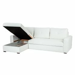 Fredriks Ecksofa Cavolo (mit Schlaffunktion) - Kunstleder Weiß - Ottomane beidseitig montierbar -Wohnzimmermöbel boutique en ligne ecksofa cavolo mit schlaffunktion kunstleder weiss ottomane rechts links montierbar 1318493