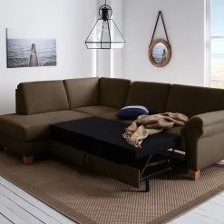 Ars Natura Ecksofa Davao - Braun - Ottomane davorstehend links -Wohnzimmermöbel boutique en ligne ecksofa davao microfaser ottomane davorstehend links mit schlaffunktion braun 4643520