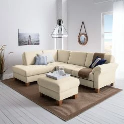 Ars Natura Ecksofa Davao - Microfaser -Wohnzimmermöbel boutique en ligne ecksofa davao microfaser ottomane davorstehend links ohne schlaffunktion creme 4643372