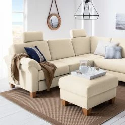Ars Natura Ecksofa Davao - Microfaser -Wohnzimmermöbel boutique en ligne ecksofa davao microfaser ottomane davorstehend rechts mit schlaffunktion creme 4643596