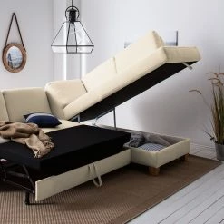 Ars Natura Ecksofa Davao - Microfaser -Wohnzimmermöbel boutique en ligne ecksofa davao microfaser ottomane davorstehend rechts mit schlaffunktion creme 4643604