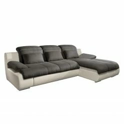Cotta Ecksofa Delsbo Kunstleder / Flachgewebe - Beige / Anthrazit - Longchair davorstehend rechts
