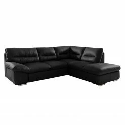 Cotta Ecksofa Doug - Echtleder Ramsa: Schwarz - Ottomane davorstehend rechts