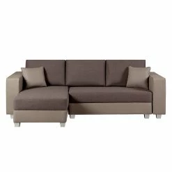 Fredriks Ecksofa Dublin II - (mit Schlaffunktion / beidseitig montierbar) - Kunstleder/Strukturstoff - Taupe / Braun -Wohnzimmermöbel boutique en ligne ecksofa dublin mit schlaffunktion kunstleder stoff taupe braun 289612