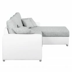 Fredriks Ecksofa Dulmen - mit Schlaffunktion / beidseitig montierbar - Kunstleder/Strukturstoff - Weiß / Hellgrau -Wohnzimmermöbel boutique en ligne ecksofa dulmen mit schlaffunktion beidseitig montierbar kunstleder strukturstoff weiss hellgrau 4964996