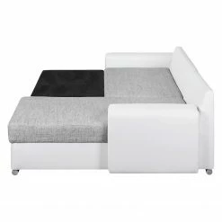 Fredriks Ecksofa Dulmen - mit Schlaffunktion / beidseitig montierbar - Kunstleder/Strukturstoff - Weiß / Hellgrau -Wohnzimmermöbel boutique en ligne ecksofa dulmen mit schlaffunktion beidseitig montierbar kunstleder strukturstoff weiss hellgrau 4965012