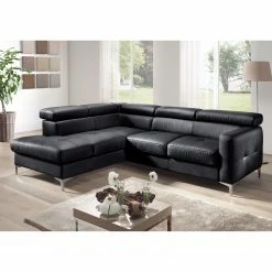 Cotta Ecksofa Eduardo II Echtleder - Schwarz - Longchair davorstehend links - Bettkasten - Schlaffunktion -Wohnzimmermöbel boutique en ligne ecksofa eduardo ii echtleder longchair ottomane davorstehend links mit schlaffunktion schwarz 5152416