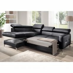 Cotta Ecksofa Eduardo II Echtleder - Schwarz - Longchair davorstehend links - Bettkasten - Schlaffunktion -Wohnzimmermöbel boutique en ligne ecksofa eduardo ii echtleder longchair ottomane davorstehend links mit schlaffunktion schwarz 5152420