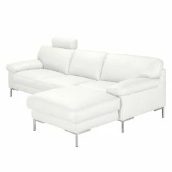 Ars manufacti Ecksofa Parlin Echtleder - Weiß - Longchair davorstehend rechts - Mit Kopfstütze -Wohnzimmermöbel boutique en ligne ecksofa essos echtleder longchair davorstehend rechts mit kopfstuetze weiss 1601758
