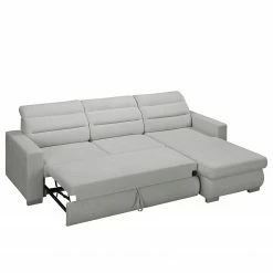 Fredriks Ecksofa Farsley (mit Schlaffunktion) - Microfaser -Wohnzimmermöbel boutique en ligne ecksofa farsley mit schlaffunktion microfaser longchair davorstehend rechts platin 5099380