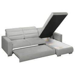 Fredriks Ecksofa Farsley (mit Schlaffunktion) - Microfaser -Wohnzimmermöbel boutique en ligne ecksofa farsley mit schlaffunktion microfaser longchair davorstehend rechts platin 5099388