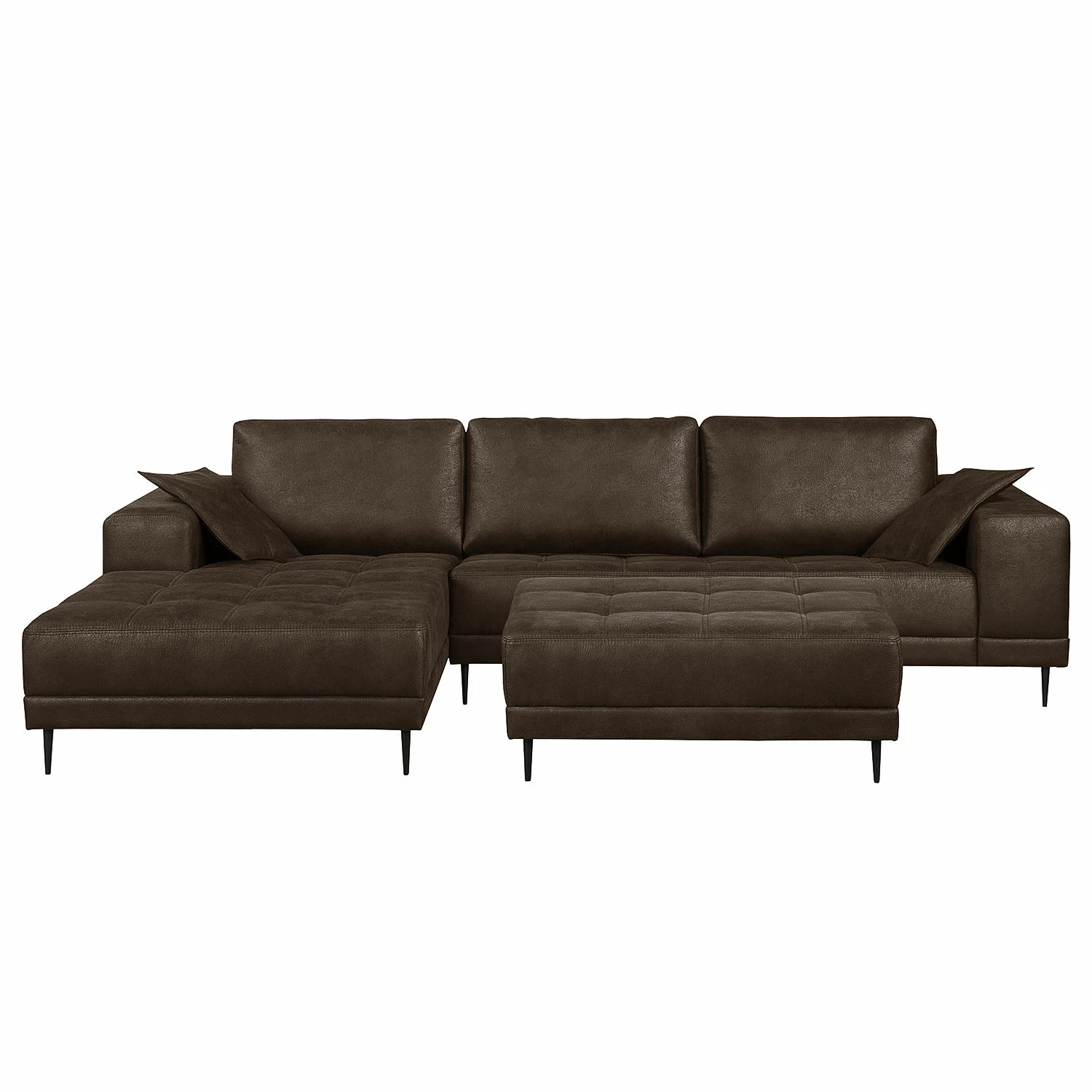 Ars manufacti Ecksofa Flesk Antiklederlook - Braun - Ottomane davorstehend links - Mit Hocker 2 Ars manufacti Ecksofa Flesk Antiklederlook - Braun - Ottomane davorstehend links - Mit Hocker – Bild 2