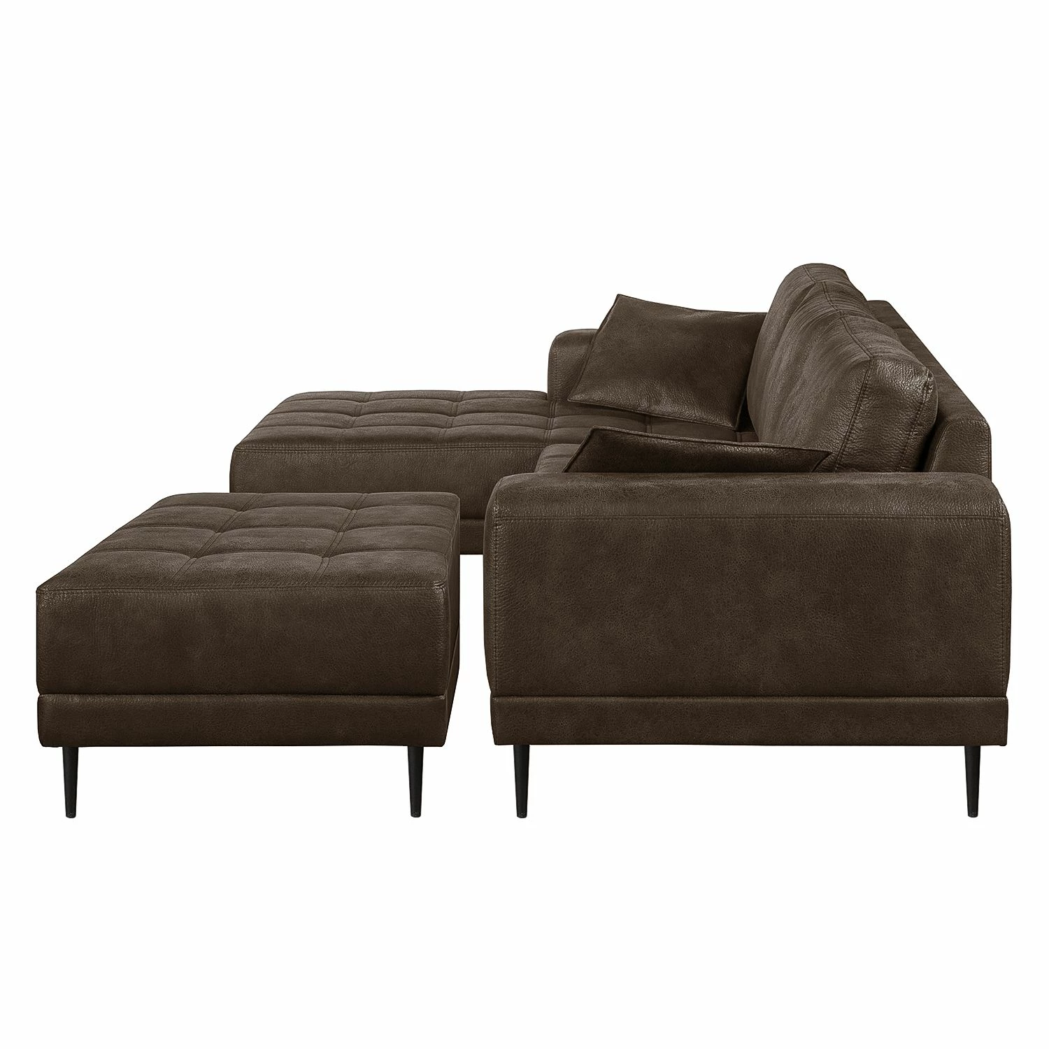 Ars manufacti Ecksofa Flesk Antiklederlook - Braun - Ottomane davorstehend links - Mit Hocker 3 Ars manufacti Ecksofa Flesk Antiklederlook - Braun - Ottomane davorstehend links - Mit Hocker – Bild 3