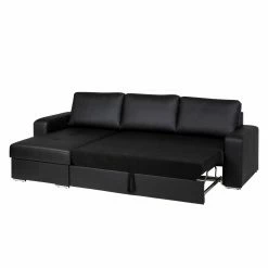 Fredriks Ecksofa Gigilio (mit Schlaffunktion) - Kunstleder Schwarz - Longchair beidseitig montierbar -Wohnzimmermöbel boutique en ligne ecksofa gigilio mit schlaffunktion kunstleder schwarz ottomane rechts links montierbar 1318538