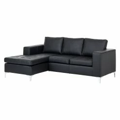 Loftscape Ecksofa Giulia Echtleder - Schwarz - Longchair davorstehend links