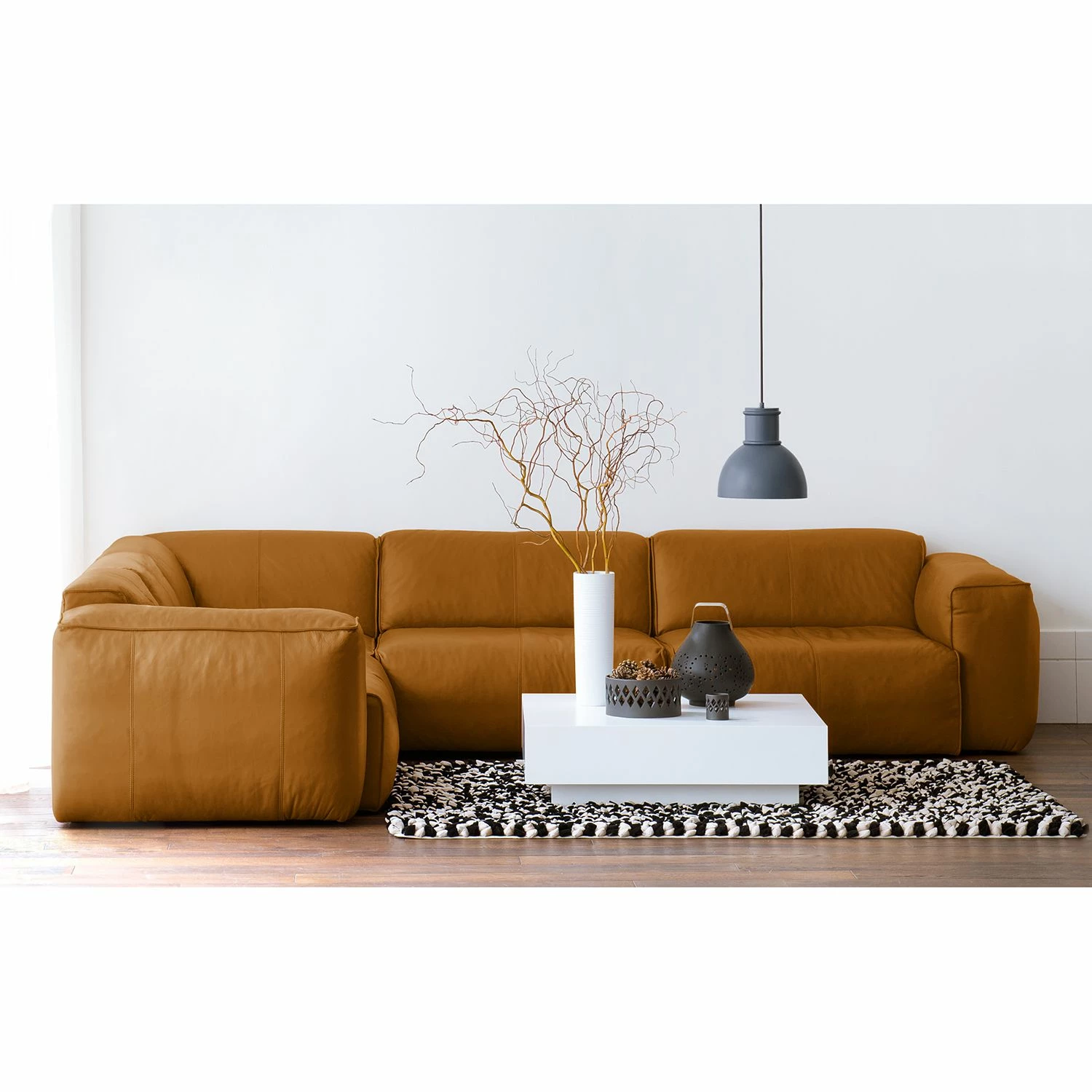 Studio Copenhagen Ecksofa HUDSON mit Rundecke - Echtleder Neka: Cognac - Ecke davorstehend links 2 Studio Copenhagen Ecksofa HUDSON mit Rundecke - Echtleder Neka: Cognac - Ecke davorstehend links – Bild 2