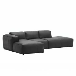 Studio Copenhagen Ecksofa HUDSON mit Chaiselongue - Echtleder Neka: Grau - Longchair davorstehend links -Wohnzimmermöbel boutique en ligne ecksofa hudson viii echtleder longchair ottomane davorstehend links grau 3841484