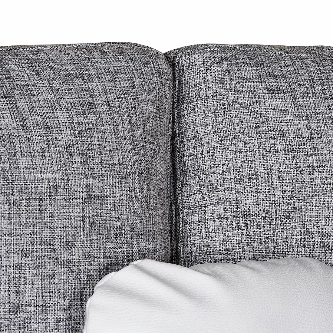 Roomscape Ecksofa Ilona (mit Schlaffunktion) - Kunstleder / Webstoff Weiß / Grau - Longchair davorstehend links 10 Roomscape Ecksofa Ilona (mit Schlaffunktion) - Kunstleder / Webstoff Weiß / Grau - Longchair davorstehend links – Bild 10