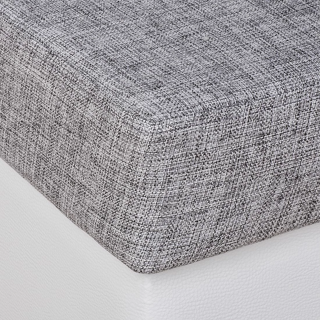 Roomscape Ecksofa Ilona (mit Schlaffunktion) - Kunstleder / Webstoff Weiß / Grau - Longchair davorstehend links 9 Roomscape Ecksofa Ilona (mit Schlaffunktion) - Kunstleder / Webstoff Weiß / Grau - Longchair davorstehend links – Bild 9