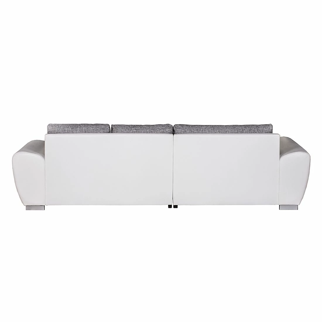 Roomscape Ecksofa Ilona (mit Schlaffunktion) - Kunstleder / Webstoff Weiß / Grau - Longchair davorstehend links 8 Roomscape Ecksofa Ilona (mit Schlaffunktion) - Kunstleder / Webstoff Weiß / Grau - Longchair davorstehend links – Bild 8