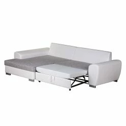 Roomscape Ecksofa Ilona (mit Schlaffunktion) - Kunstleder / Webstoff Weiß / Grau - Longchair davorstehend links 18 Roomscape Ecksofa Ilona (mit Schlaffunktion) - Kunstleder / Webstoff Weiß / Grau - Longchair davorstehend links -Wohnzimmermöbel boutique en ligne ecksofa ilona mit schlaffunktion kunstleder weiss webstoff grau ottomane davorstehend links 382957