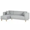 Ecksofa KiYDOO relax Webstoff - Silber - Longchair davorstehend links