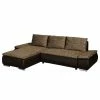 Fredriks Ecksofa Laza - mit Schlaffunktion - Kunstleder / Webstoff - Dunkelbraun / Cappuccino - Longchair davorstehend links