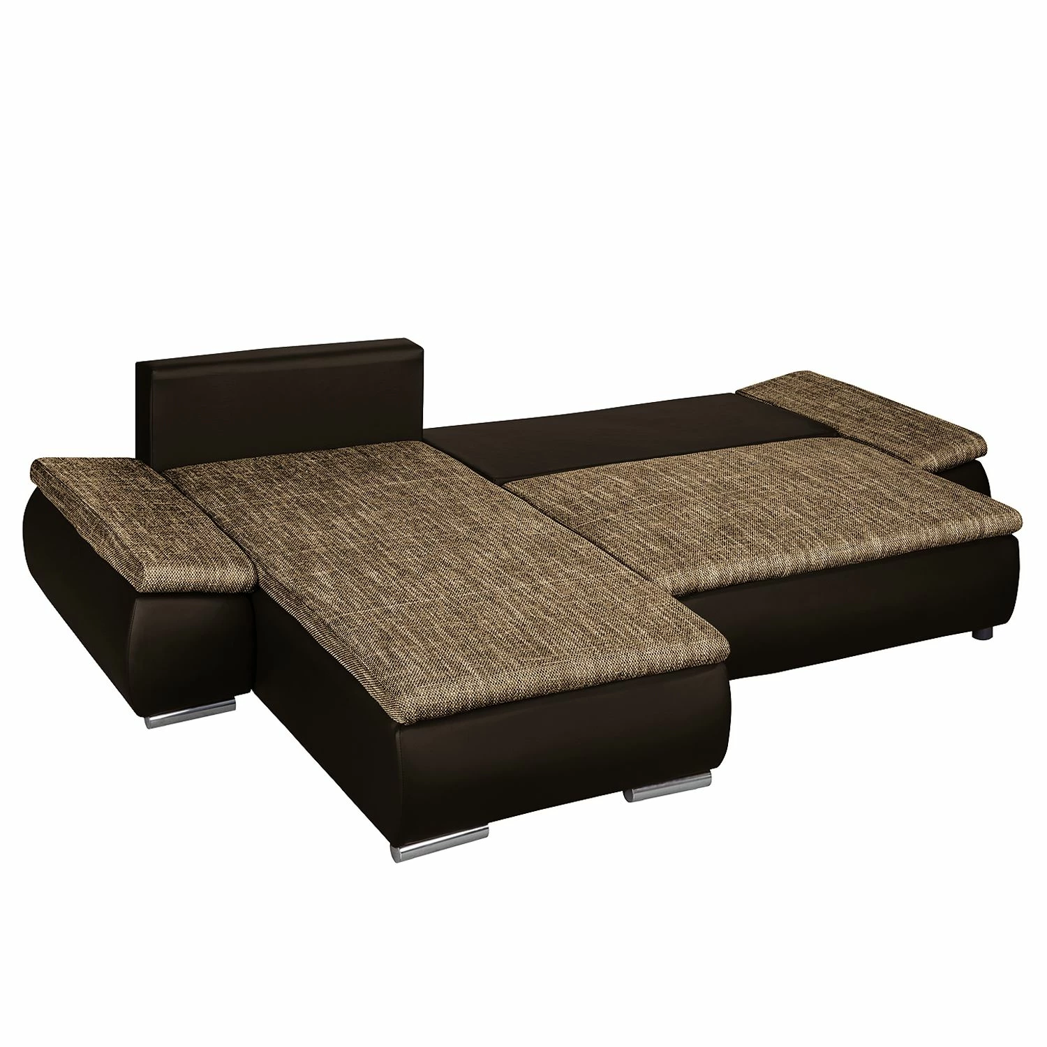 Fredriks Ecksofa Laza - mit Schlaffunktion - Kunstleder / Webstoff - Dunkelbraun / Cappuccino - Longchair davorstehend links 15 Fredriks Ecksofa Laza - mit Schlaffunktion - Kunstleder / Webstoff - Dunkelbraun / Cappuccino - Longchair davorstehend links – Bild 15