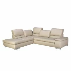 Fredriks Ecksofa Masca I Echtleder - Beige - Longchair davorstehend links - Keine Funktion
