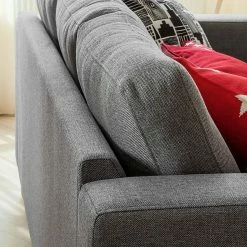 Ars Natura Ecksofa Masion - Strukturstoff - Grau -Wohnzimmermöbel boutique en ligne ecksofa masion stoff anthrazit ottomane links oder rechts montierbar 581022