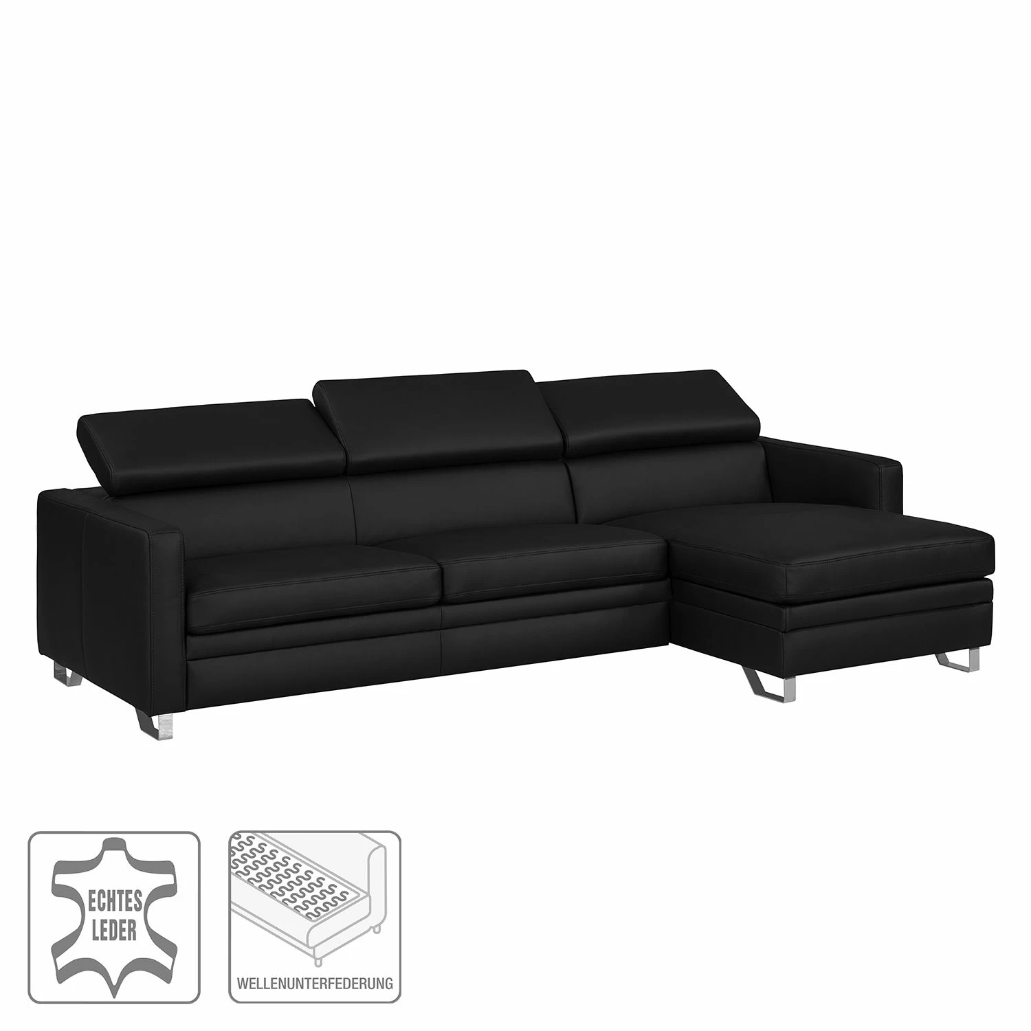 Fredriks Ecksofa Menfi II Echtleder - Schwarz - Longchair davorstehend rechts 2 Fredriks Ecksofa Menfi II Echtleder - Schwarz - Longchair davorstehend rechts – Bild 2