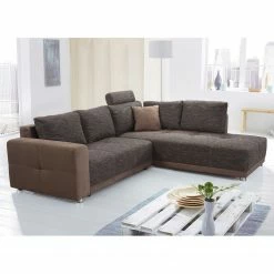 Fredriks Ecksofa Chuck - (mit Schlaffunktion / beidseitig montierbar) - Microfaser / Strukturstoff - Braun -Wohnzimmermöbel boutique en ligne ecksofa nango ii mit schlaffunktion microfaser strukturstoff ottomane beidseitig montierbar braun 2014262